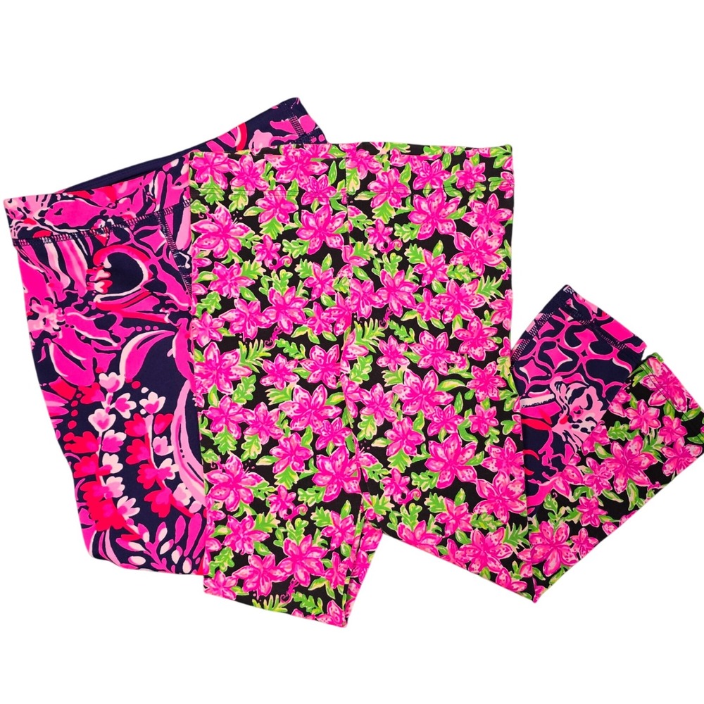 Lilly Pulitzer Luxletic Girls S (4-5) Bundle Athletic‎ Leggings Maia Flirty Fins